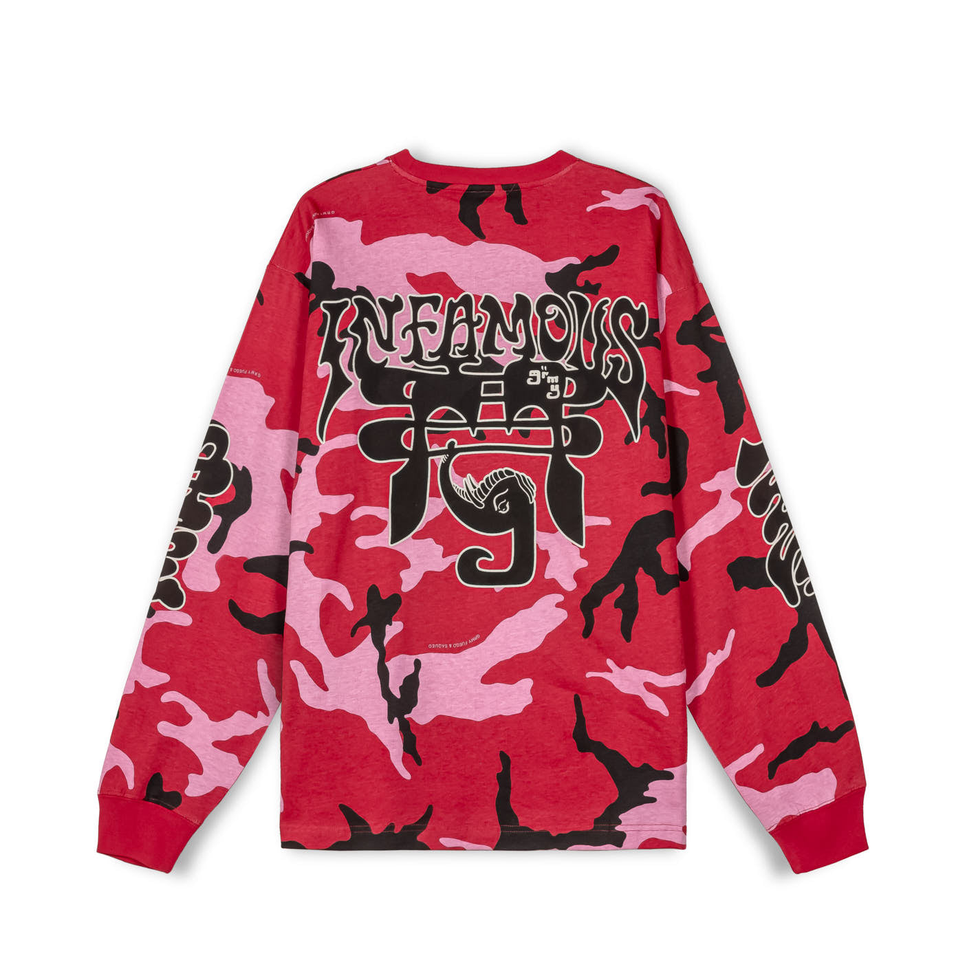 ALL OVER PRINT TUSKER TEMPLE LONG SLEEVE TEE RED