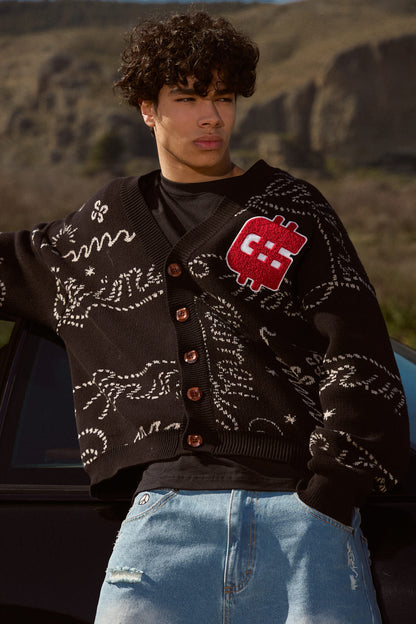 LONE HAND KNITTING CARDIGAN BLACK