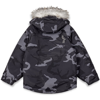 ALL OVER PRINT TUSKER TEMPLE PUFFER PARKA BLACK