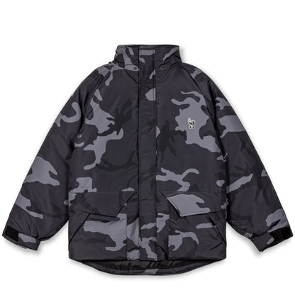 ALL OVER PRINT TUSKER TEMPLE PUFFER PARKA BLACK