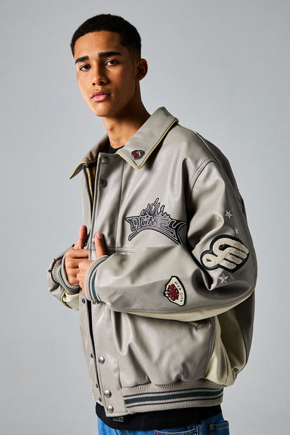 DEEPER PU LEATHER JACKET GREY