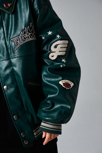 DEEPER PU LEATHER JACKET GREEN