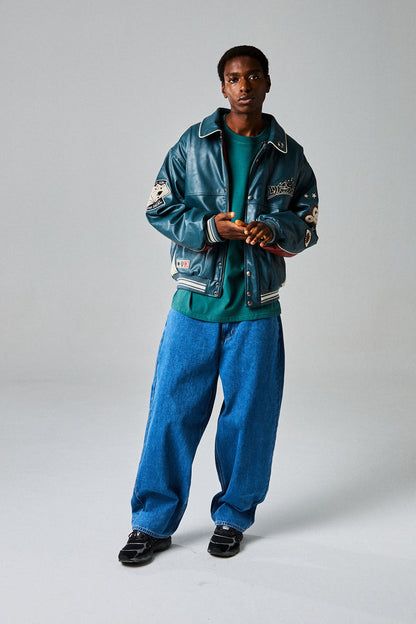 DEEPER PU LEATHER JACKET NAVY