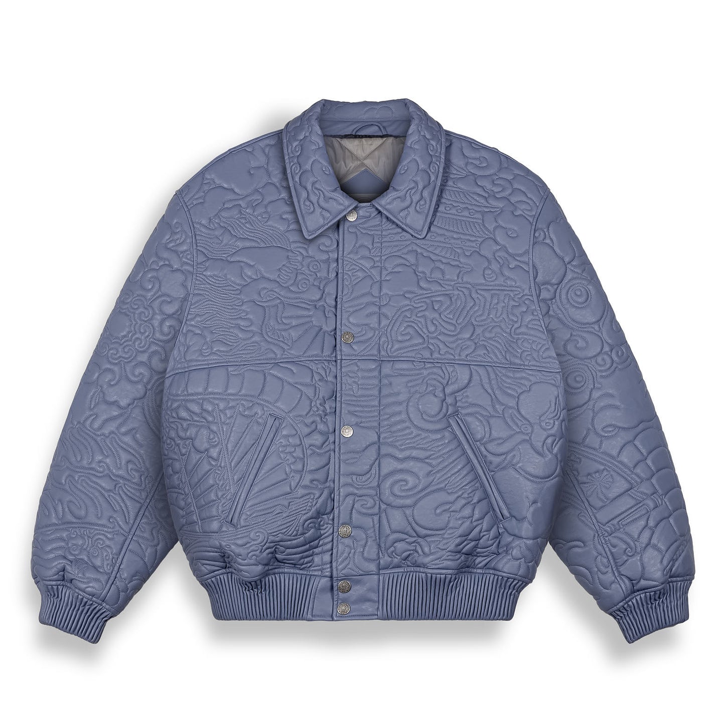 SAMPANS PU LEATHER JACKET BLUE