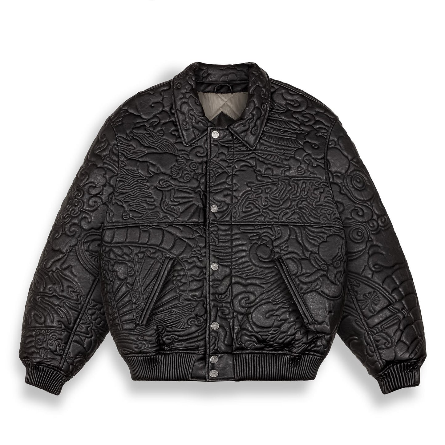 SAMPANS PU LEATHER JACKET BLACK