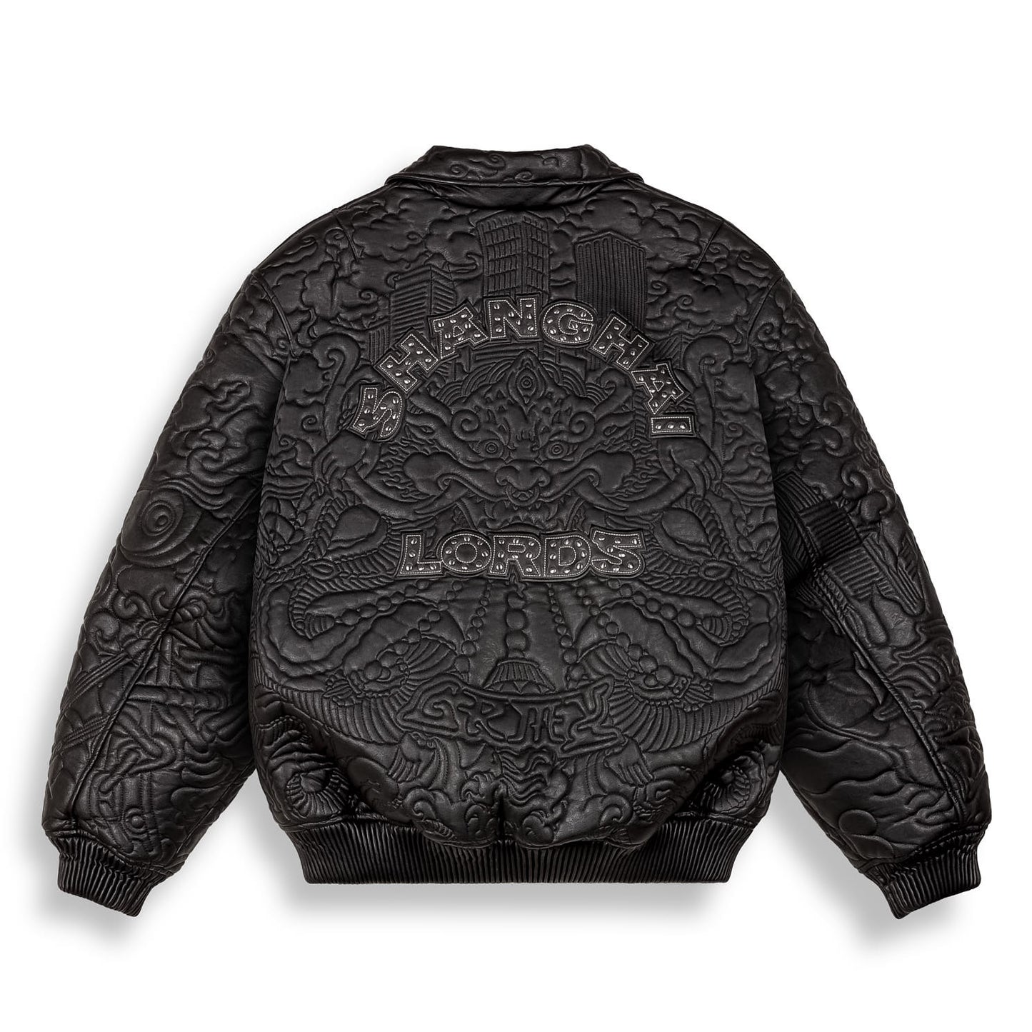 SAMPANS PU LEATHER JACKET BLACK