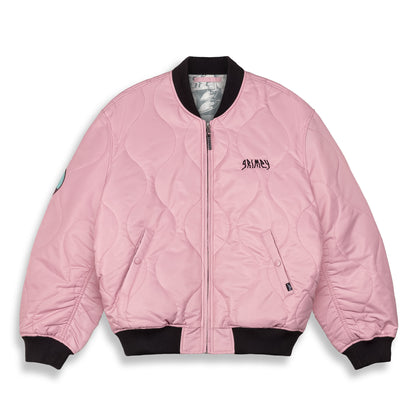 PEACE WITHIN QUILTED BOMBER JACKET LILAC