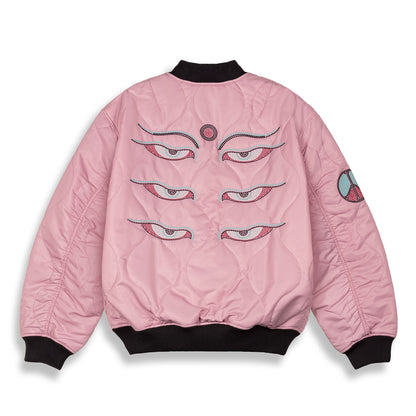 PEACE WITHIN QUILTED BOMBER JACKET LILAC
