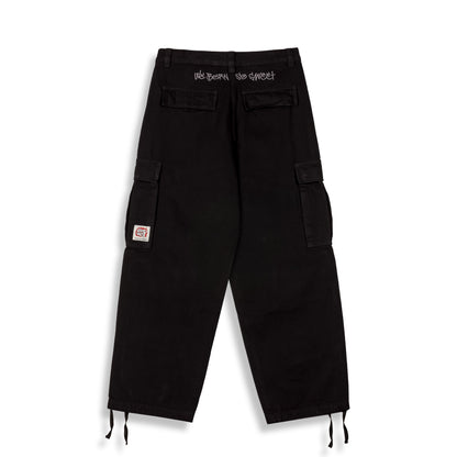 THE SHELTER REGULAR DENIM CARGO PANTS BLACK