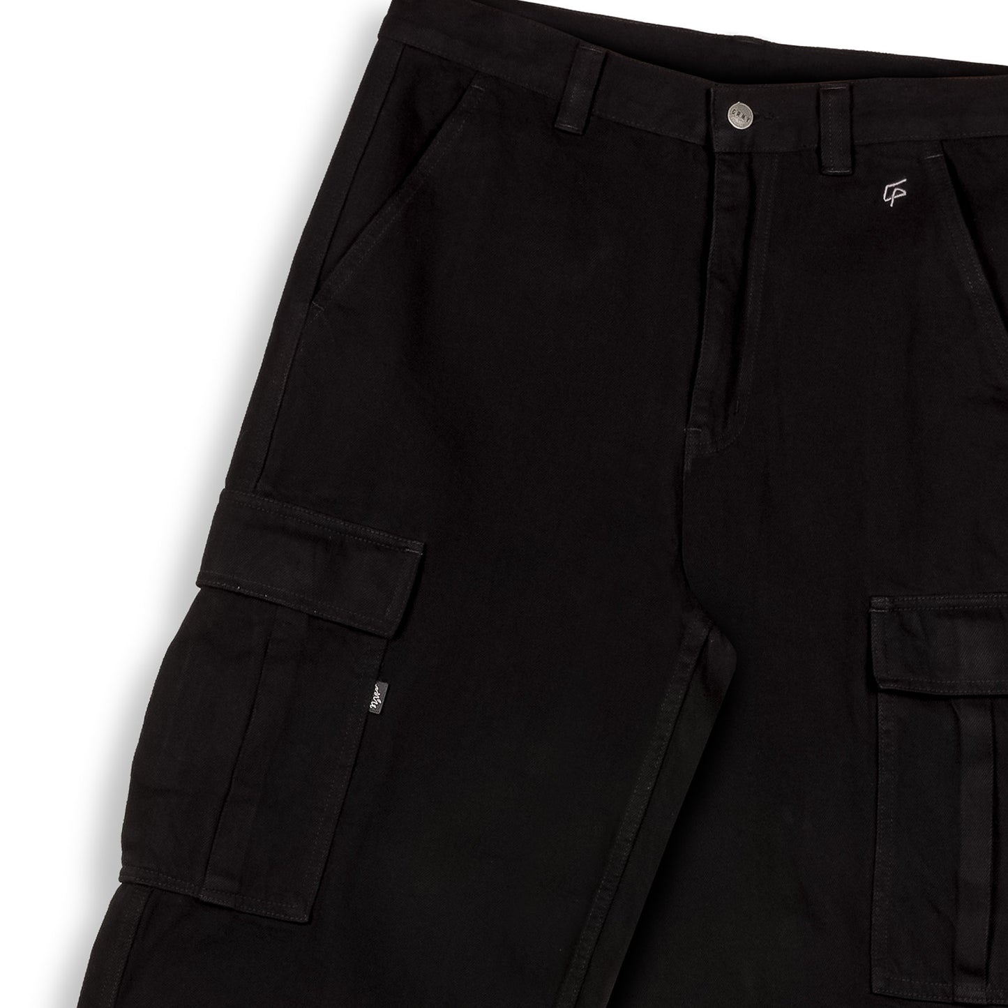 THE SHELTER REGULAR DENIM CARGO PANTS BLACK