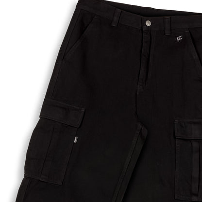 THE SHELTER REGULAR DENIM CARGO PANTS BLACK