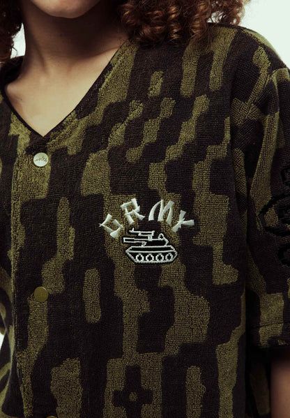 LUCKY DRAGON ALL OVER JACQUARD BASEBALL JERSEY BLACK