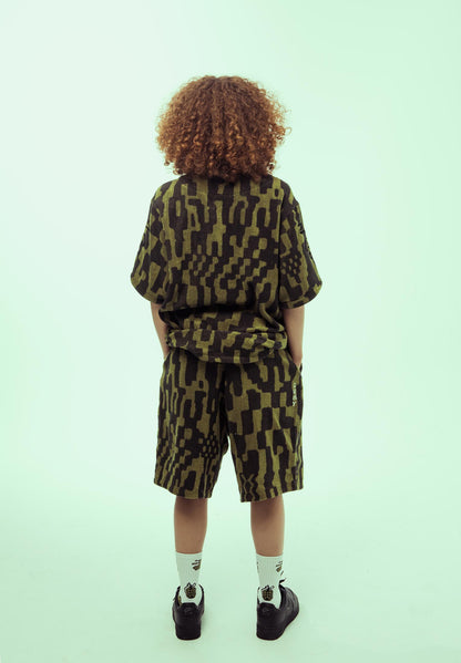 LUCKY DRAGON ALL OVER JACQUARD BAGGY SWEATSHORTS BLACK