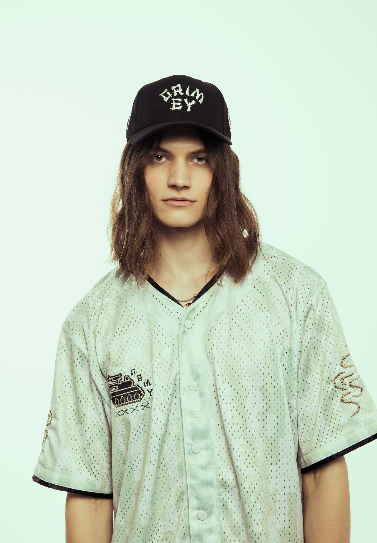 LUCKY DRAGON MESH BASEBALL JERSEY WHITE