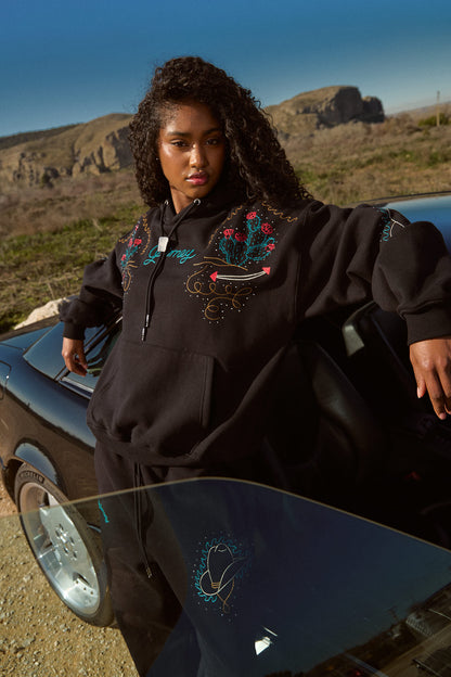 LONE HAND BOXY HOODIE BLACK