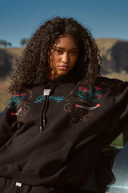 LONE HAND BOXY HOODIE BLACK