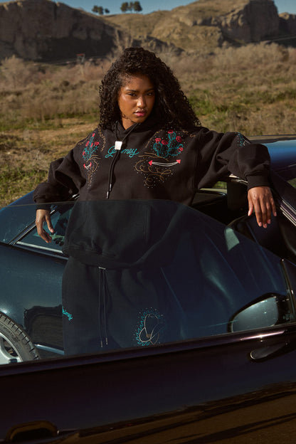 LONE HAND BOXY HOODIE BLACK