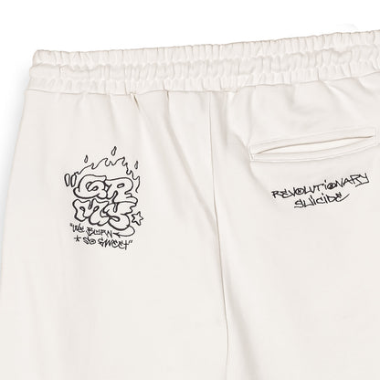 THE SHELTER WIDE LEG WE BURN SO SWEET SWEATPANTS OFF WHITE