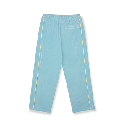 THE SWARM DC SHOES X GRIMEY VELVET TRACK PANTS WIDE LEG BLUE