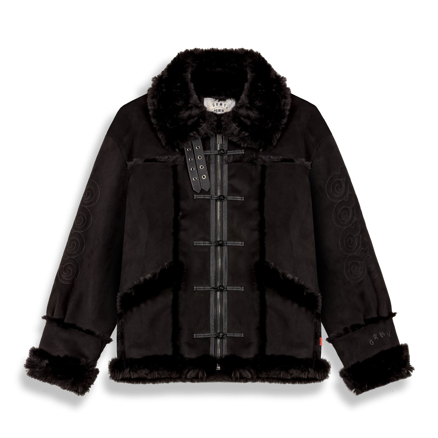 SAMPANS SUEDE SHERPA JACKET BLACK