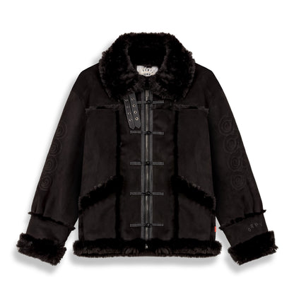 SAMPANS SUEDE SHERPA JACKET BLACK
