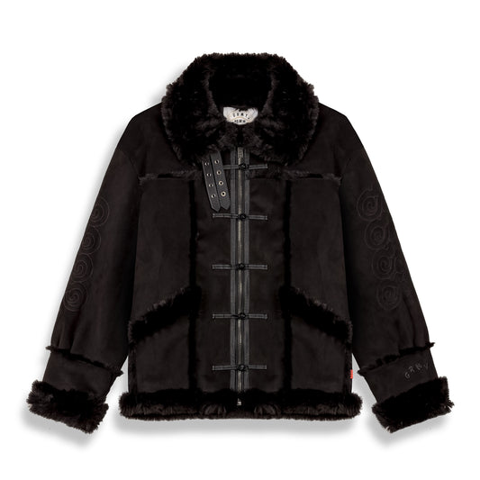 SAMPANS SUEDE SHERPA JACKET BLACK