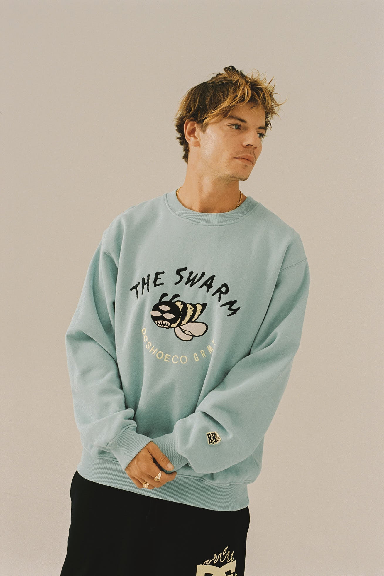 THE SWARM DC SHOES X GRIMEY VINTAGE CREWNECK BLUE