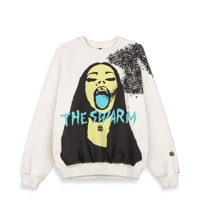 THE SWARM DC SHOES X GRIMEY RAW HONEY VINTAGE CREWNECK OFF WHITE