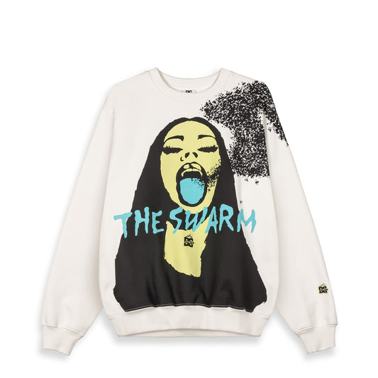 THE SWARM DC SHOES X GRIMEY RAW HONEY VINTAGE CREWNECK OFF WHITE