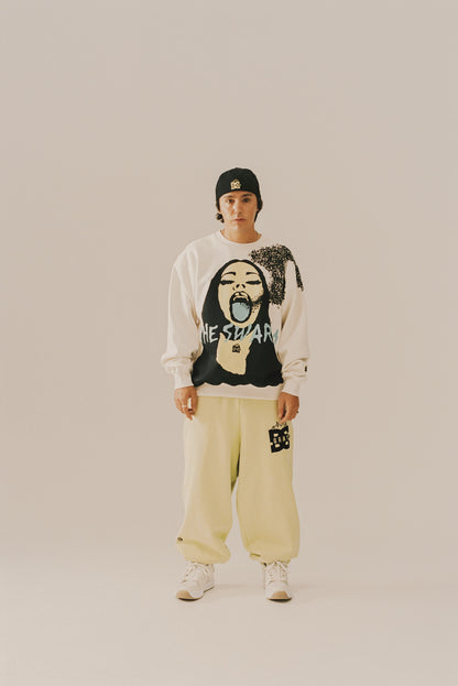 THE SWARM DC SHOES X GRIMEY RAW HONEY VINTAGE CREWNECK OFF WHITE