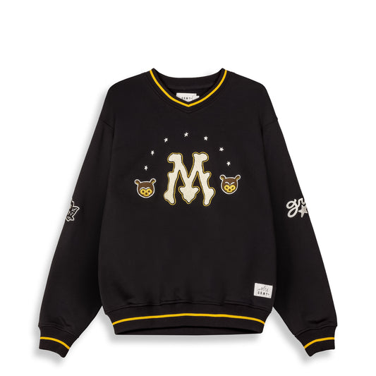 MUD'S THE RESIDENCE V NECK VINTAGE CREWNECK BLACK