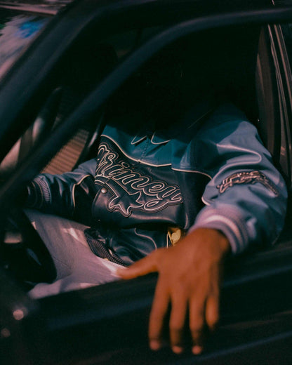 MADRID PU LEATHER JACKET NAVY