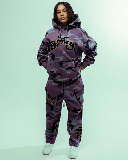 ALL OVER PRINT TUSKER TEMPLE VINTAGE HOODIE PURPLE