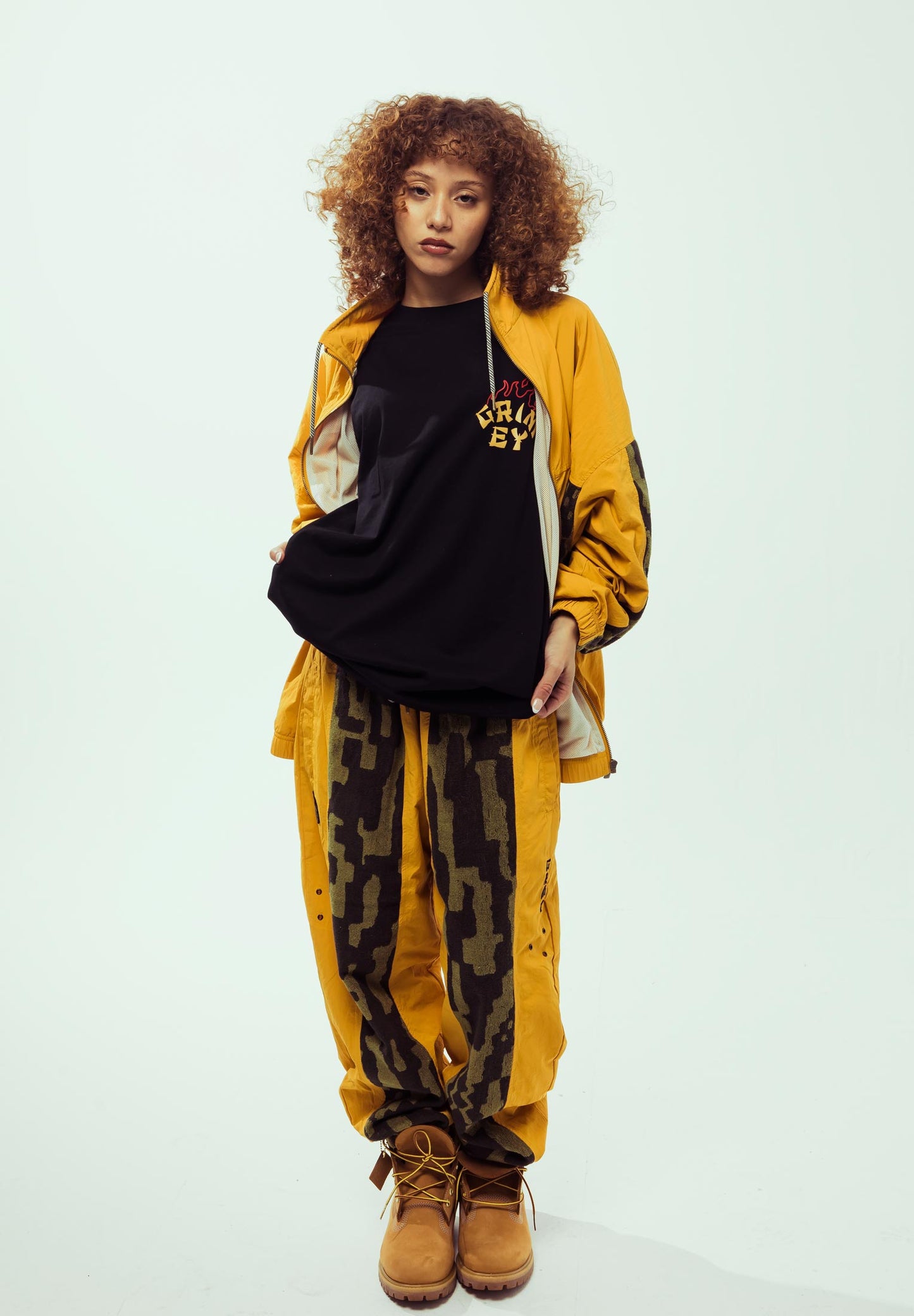 LUCKY DRAGON JACQUARD TRACK PANTS MUSTARD