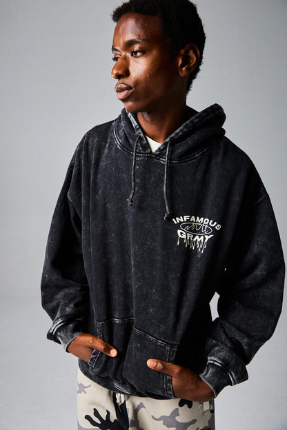 FOLLOW THE DOLlAR WASHED VINTAGE HOODIE WASHED BLACK