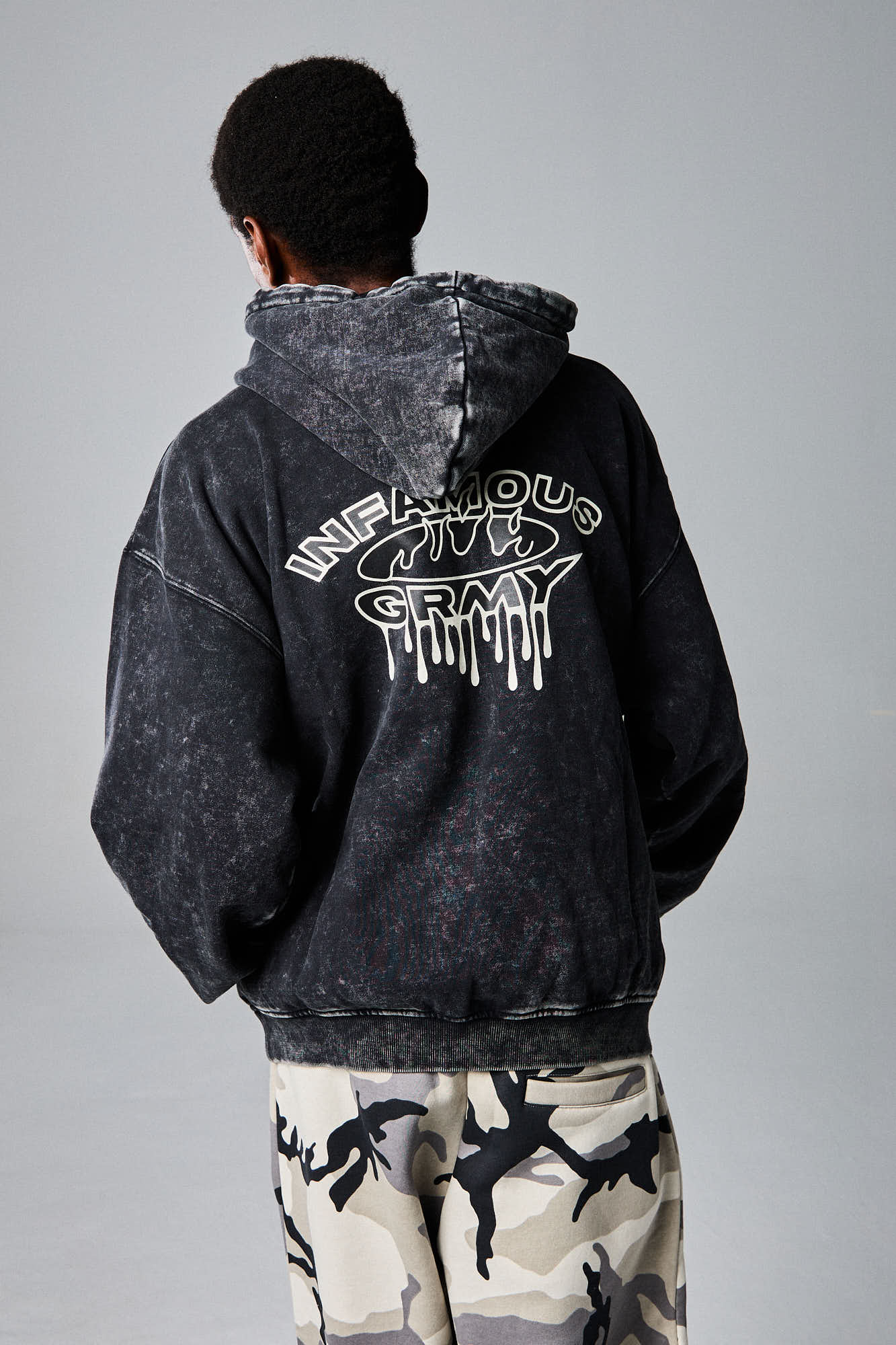 FOLLOW THE DOLlAR WASHED VINTAGE HOODIE WASHED BLACK