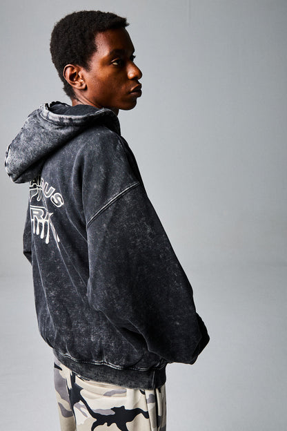 FOLLOW THE DOLlAR WASHED VINTAGE HOODIE WASHED BLACK