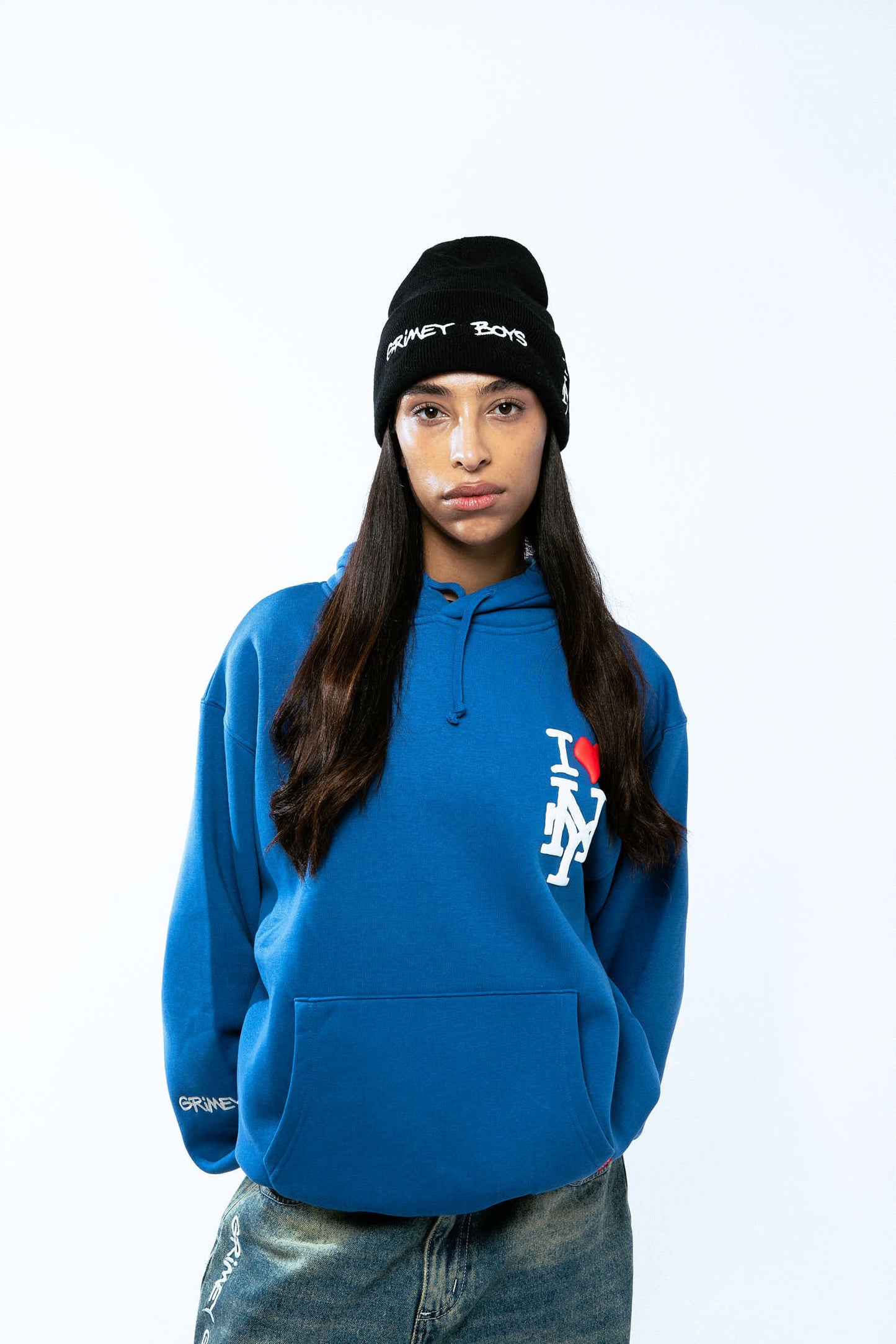 GRIMEY BOYS VINTAGE HOODIE ROYAL BLUE