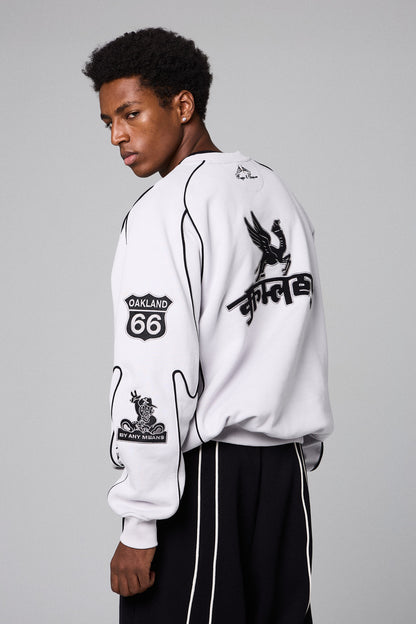 RACE WAR VINTAGE CREWNECK LIGHT GREY