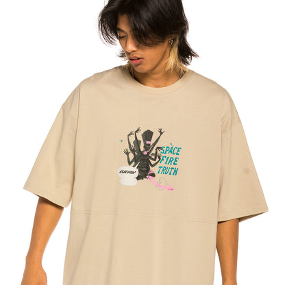 GRIMEY SPACE LADY HEAVY WEIGHT TEE SAND