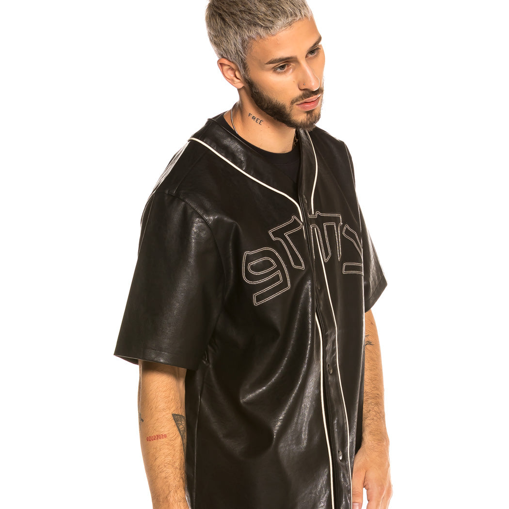 GRIMEY CALL OF YORE PU LEATHER BASEBALL SHIRT BLK