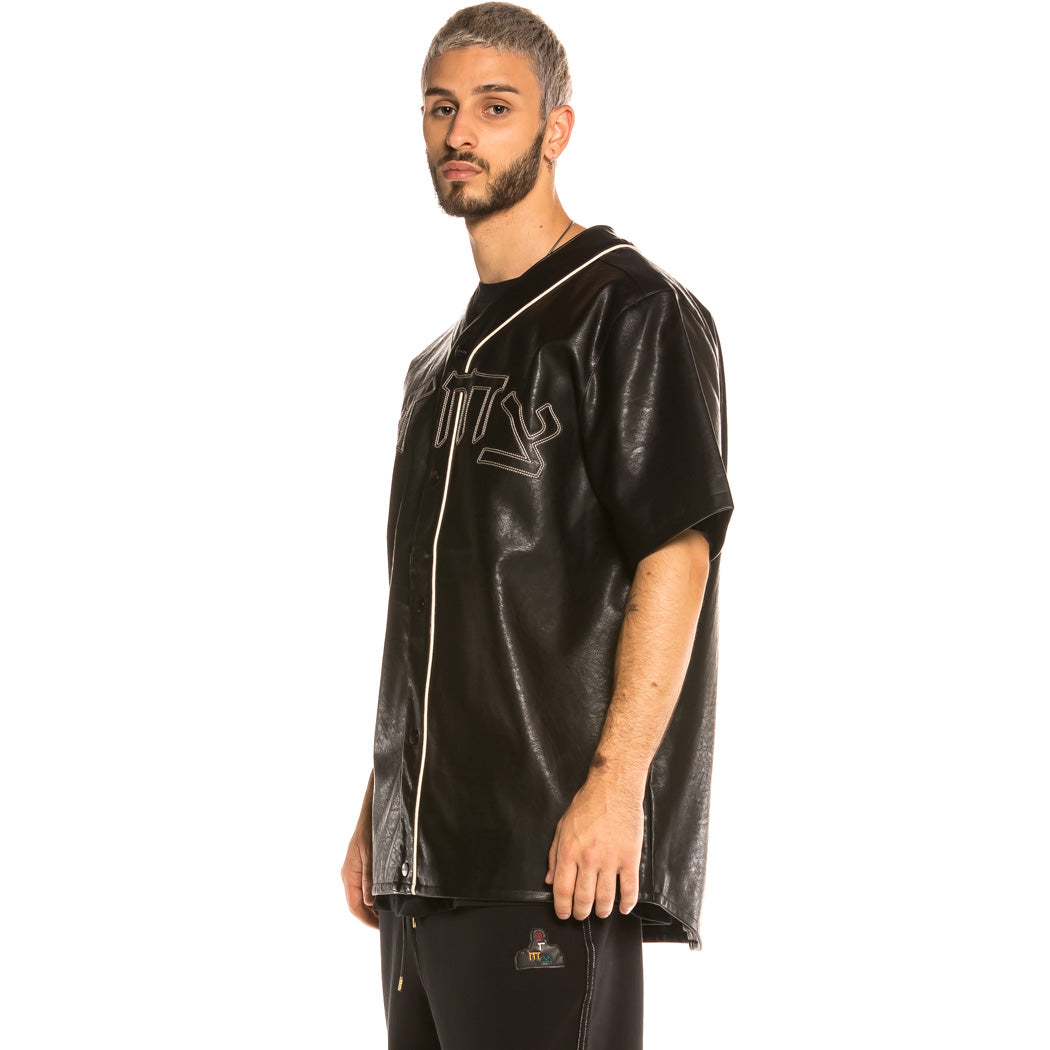 GRIMEY CALL OF YORE PU LEATHER BASEBALL SHIRT BLK