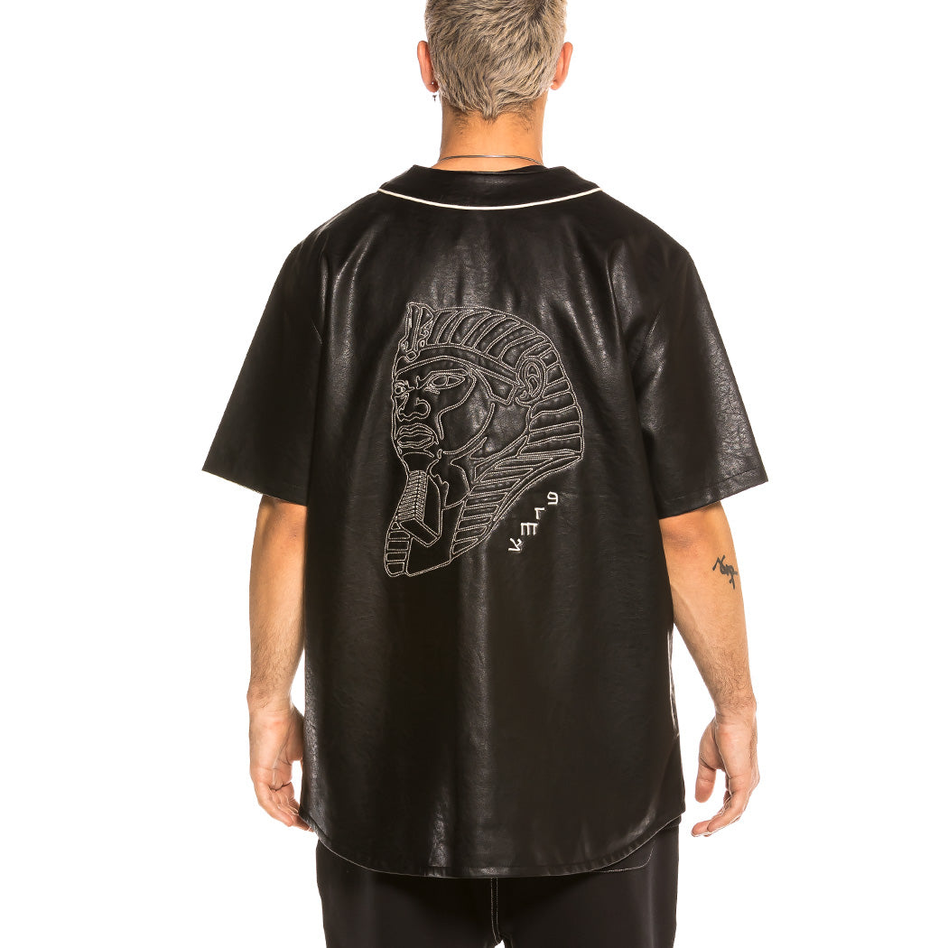 GRIMEY CALL OF YORE PU LEATHER BASEBALL SHIRT BLK