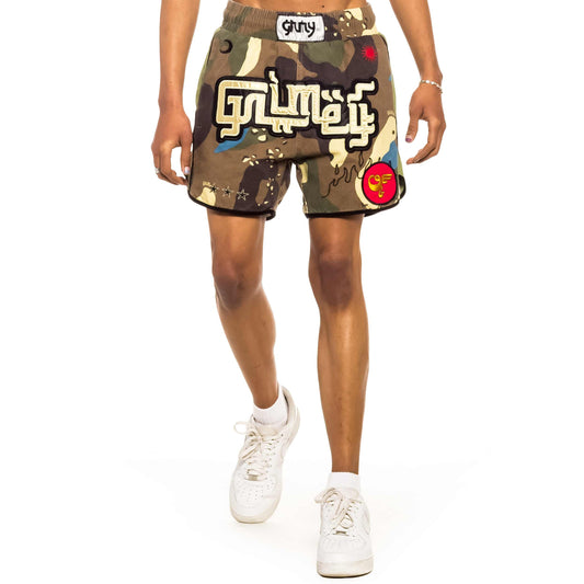 GRIMEY GLORIFIED CAMO BOXING SHORTS CAMO