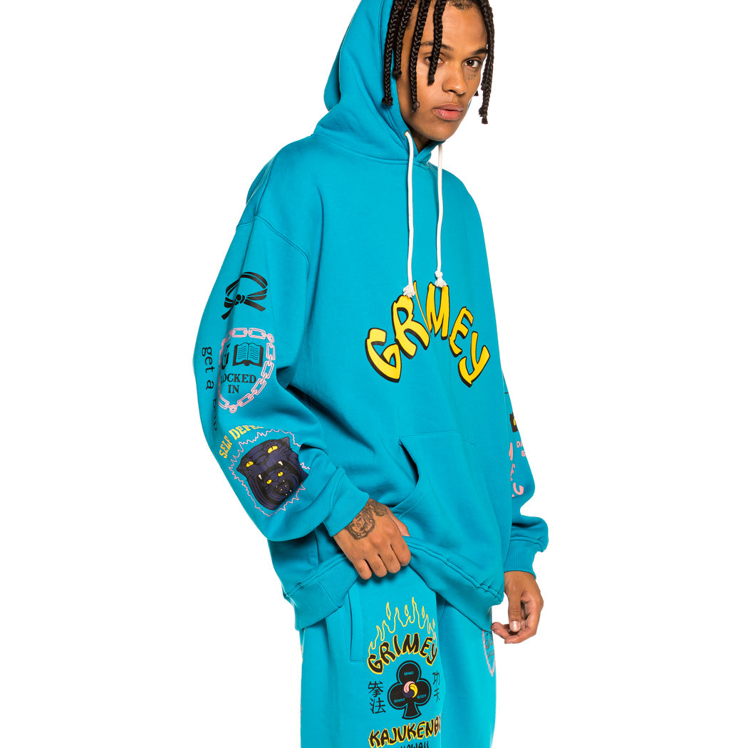 GRIMEY GRIMEY DESTROY ALL FEAR HOODIE BLUE