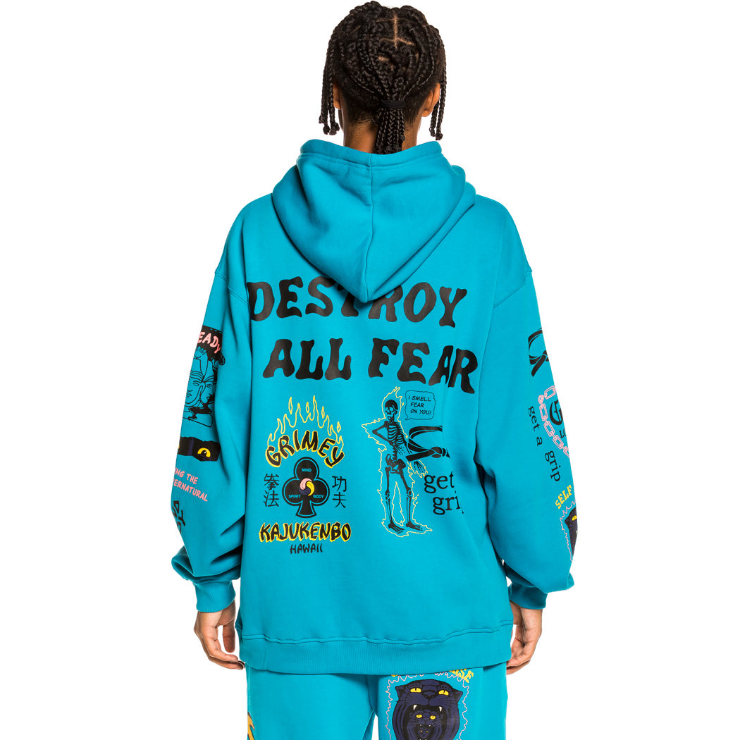 GRIMEY GRIMEY DESTROY ALL FEAR HOODIE BLUE