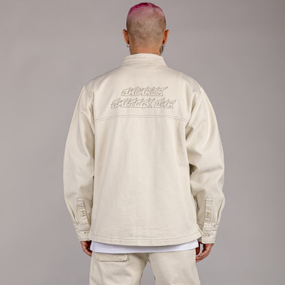 GRIMEY SNOW FOX CANVAS LONG SLEEVE SHIRT CREAM