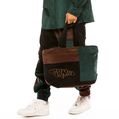 GRIMEY AGED RUM CORDUROY TOTE BAG GREEN