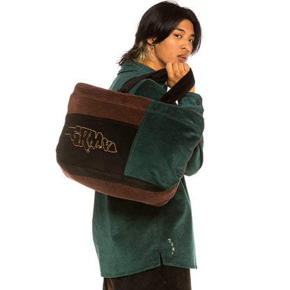 GRIMEY AGED RUM CORDUROY TOTE BAG GREEN