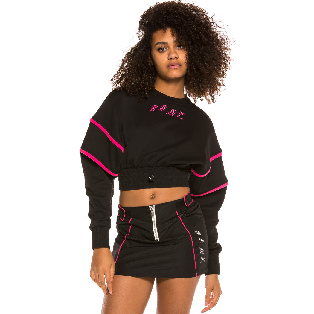 GRIMEY URMAH DOJO GIRL CROP CREWNECK BLACK